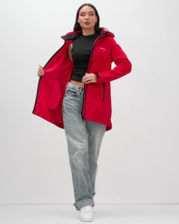 Парка спортивная женская с капюшоном softshell красного цвета 9568Kr - Mtforce фото 9