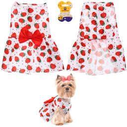 Цена за 2 шт. Платье для кошек и собак мелких пород "Бонита на прогулке", клубнички, размер ХL, длина спинки 32-34см