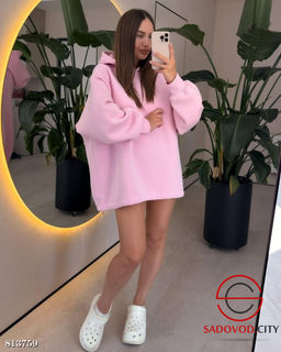 Тёплое женское худи однотонное - Bruno фото 3