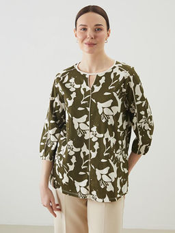 Bisiklet Yaka Desenli Kad?n Bluz