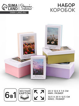 Набор подарочных коробок 6 в 1 Лето, 32.5?20?12.5 - 20?12.5?7.5 см
