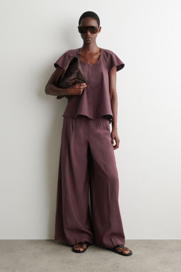 PANTAL?N WIDE LEG DE MODAL PINZAS