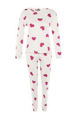 Ekru %100 Pamuklu Kalpli Orme Pijama Tak?m? THMAW21PT0566