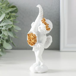 Фигурка полистоун «Белоснежный ангел с рогом с розами», 5.5×4.5×13.5 см