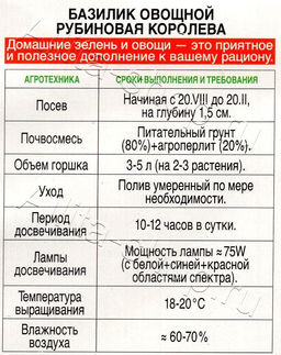 Базилик овощной Рубиновая королева 0,2г (Аэлита)