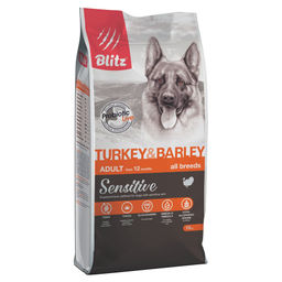 BLITZ ADULT Turkey&Barley Sensitive индейка/ячмень для взр.соб. 15кг BDD08-3-15000