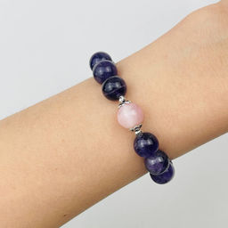 Браслет из Аметиста и мадагаскарского Розового кварца 17 см