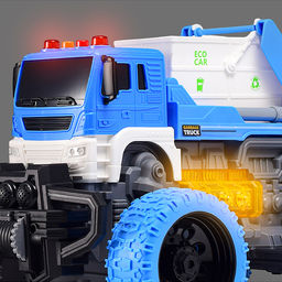 Машина "Эко-мусоровоз" 1:16 (свет, звук) в коробке (цвет синий)