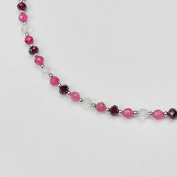 Колье для "Козерога" из Турмалина,Горного Хрусталя и Граната 38 см +