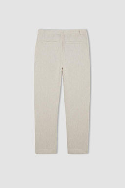 Мужские бежевые классические брюки прямого кроя прямого кроя - Defacto фото 3