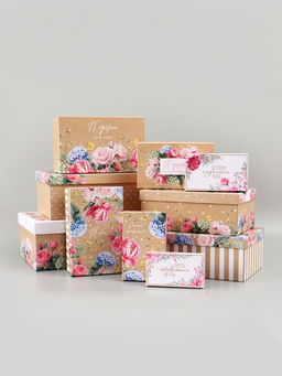 Набор подарочных коробок 10 в 1 Нежные цветы, 12 ? 7 ? 4 - 32.5 ? 20 ? 12.5 см