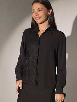 Блузка вечерняя из креп шифона с кружевом