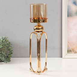 Подсвечник металл «Тициния», золото, d=4.5 см, 11×11×40 см