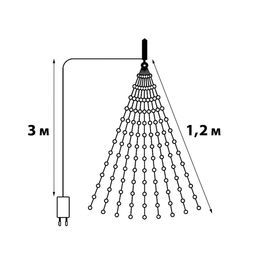 ULD-E0120-120/STA MULTI IP44 Гирлянда светодиодная Лучи росы, 1,2м. 10 нитей. 120 светодиодов. Разноцветный свет. Провод прозрачный. ТМ Uniel