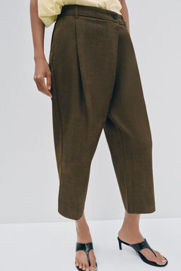 PANTAL?N CROPPED PINZAS ZW COLLECTION / Khaki - Zara фото 15