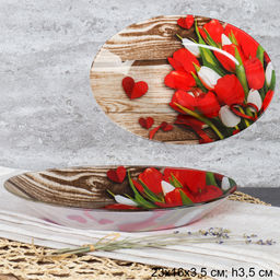 Блюдо для слоеных салатов 23 см / S441209 DD437 GREY Тюльпаны /уп 6/36/ цветная коробка/ 729898
