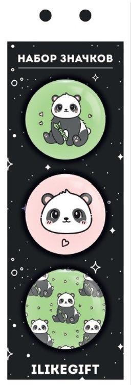 Набор значков 3 шт. iLikeGift Аниме Panda