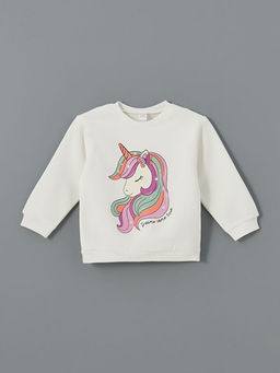 Bisiklet Yaka Uzun Kollu Bask?l? K?z Bebek Sweatshirt ve Tayt 2li Tak?m - Waikiki фото 2