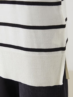 Dik Yaka ?izgili Kad?n Triko Tunik