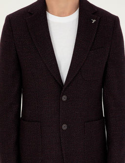 Бордово-красная приталенная куртка из смесовой шерсти - Cacharel фото 7