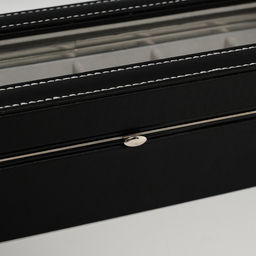 Шкатулка для часов 6 отделений «Чёрная», искусственная кожа, 9.5×30.5×8 см