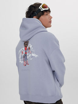 Теплое худи мужское фиолетовое с начесом