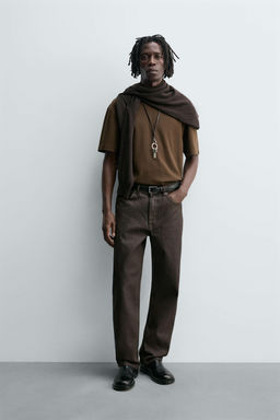 WAXED-FINISH STRAIGHT-LEG JEANS