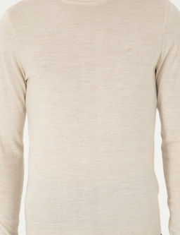 Bej Slim Fit Y_n Kar___ml_ _eyrek Bal_k__ Yaka Basic Triko Kazak