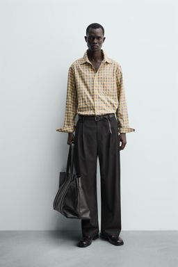 CAMISA RELAXED FIT CUADROS / Mantequilla