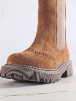 Челси 360.P.taskanaka.Серо-коричневая замша/шерсть