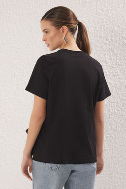 TRENDYOLMILLA Beyaz %100 Pamuk Yan Baglama Detayl? Relaxed/Rahat Kesim Orme T-Shirt TWOSS25TS00074  фото 10