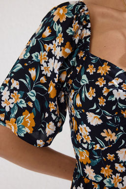 TRENDYOLMILLA Mor A Kesim Balon Kollu Cicek Desenli Midi Dokuma Elbise TWOSS20EL2323  фото 20