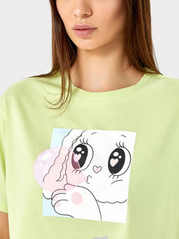 Комплект женский (футболка, бриджи) светло-салатового оттенка с милым принтом - Mark formelle фото 4