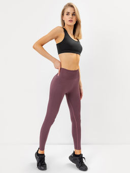 Легинсы женские спортивные с высокой талией в коричневом оттенке крокус 342288