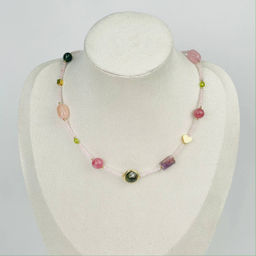 Колье из Розового кварца и Самоцветов 39 см +