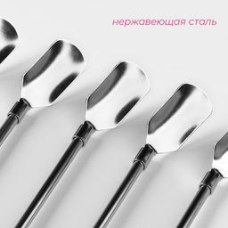 Набор ложек-трубочек барных Доляна, длина 22 см, 6 шт., нержавеющая сталь, серебристый  фото 2