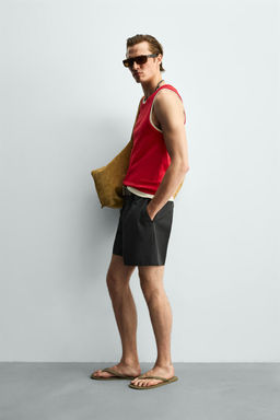 CAMISETA TANK RIB DOBLE / Blanco / Rojo