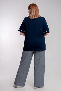 Арт. 10101 Пижама с брюками 44-54 (6 шт) Цвет:верх-темно-синий,низ бело-синий