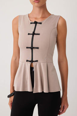 Vizon D_z Peplum Havuz Yaka Standart Kol Kolsuz Modal _rme Bluz TWOSS26BZ01052 - Trendyolmilla фото 3