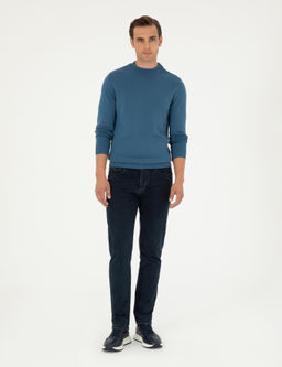Kobalt Slim Fit Yar_m Bal_k__ Yaka Basic Triko Kazak - Pierre cardin фото 4