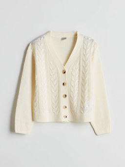 V Yaka ?rg?l? K?z ?ocuk Triko H?rka