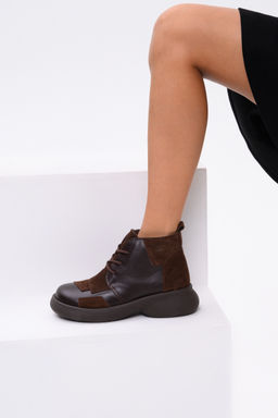 Ботинки EDART 305.927br. Шоколадная кожа+коричневая замша/шерсть фото 16