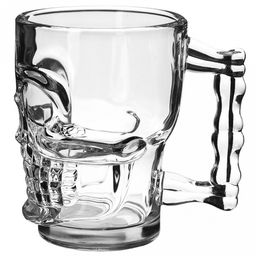 Кружка для пива стеклянная Череп 540мл, д9,4см h13см (Китай) Цена указана за штуку. В подарочной коробке 6 штук.