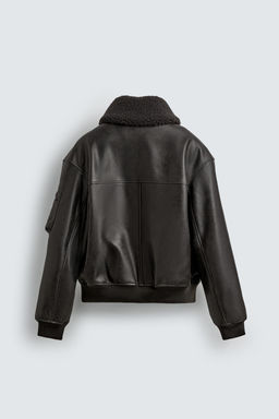 LEATHER EFFECT JACKET WITH DETACHABLE COLLAR - Zara фото 16