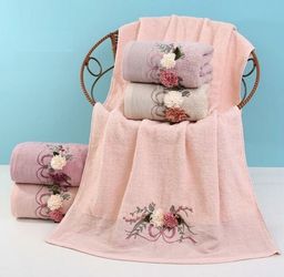 Махровое полотенце Цветы- ПЕРСИК 50*100 см. хлопок 100% - Лен поволжья фото 2