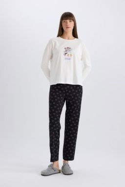 Fall in Love Sevgililer Gunu Disney Mickey Mouse &Friends Pijama Tak?m? Uzun Kollu Ust Esnek Belli Uzun Alt