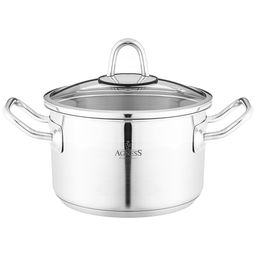 КАСТРЮЛЯ AGNESS 16X10 СМ 1,8 Л ВЫСОКОКАЧЕСТВЕННАЯ НЕРЖ СТАЛЬ 18/10 СО СТЕКЛ.КРЫШКОЙ