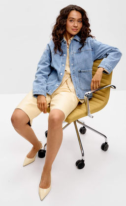 Куртка джинс F612-1259 middle blue - Fine joyce фото 11