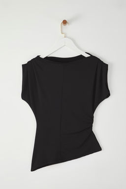 Trendyolmilla Siyah Drapeli Vatkal? Fitted/Vucuda Oturan C?tc?tl? Esnek Orme Bluz TWOSS25BZ00174  фото 6