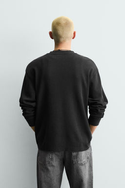 CAMISETA CUELLO PANADERO WAFFLE / Antracita oscuro - Zara фото 3